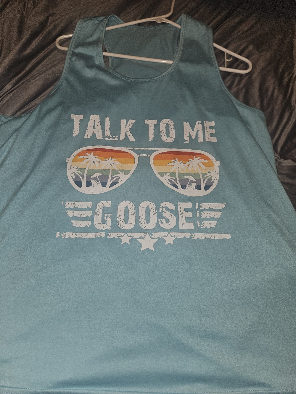 Talk To Me Goose Graphic Tank Top - Light Teal